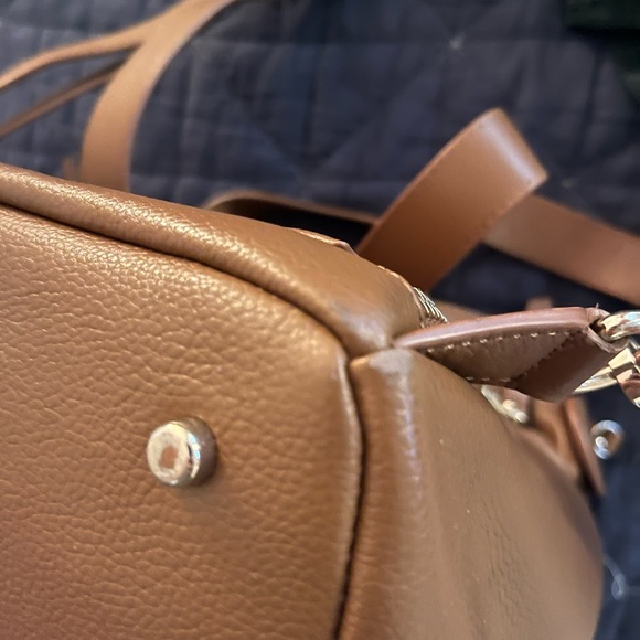 Mina Baie Leather Mini Kinney Diaper Backpack Dark Tan - Picture 6 of 7